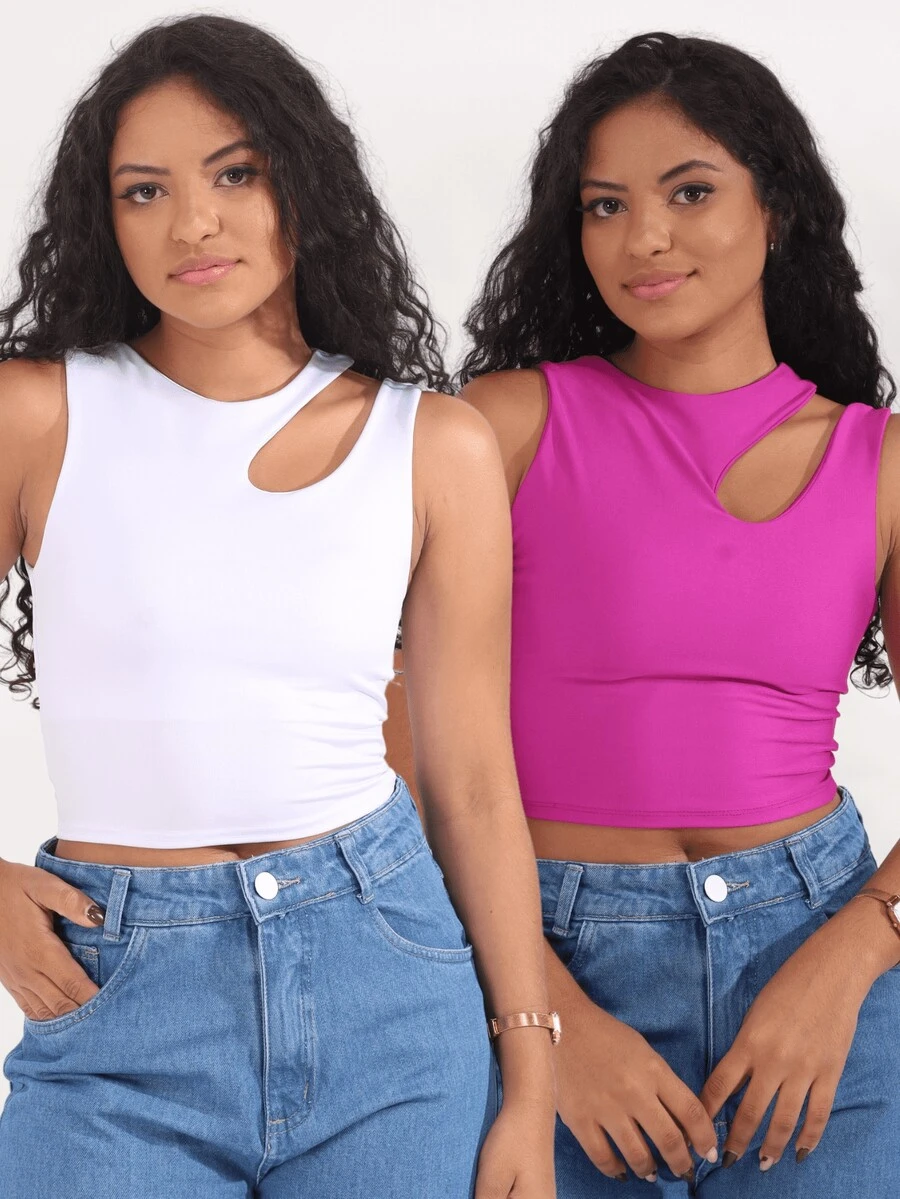 Women Tank Tops & Camis - 玫瑰紅 - 查看 1