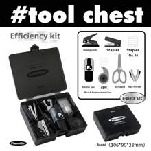 1 件套打孔器和订书机工具套装，适合学生和办公室使用的迷你便携式文具，返校，返校，学校用品 - 彩色 - 查看 14