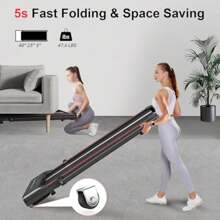 Portable Small Treadmill Under Desk Walking Pad For Home&Office With Handle, Bluetooth, LED Display - Black - View 4