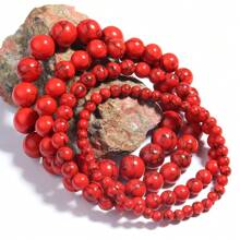 Pulsera sintética de turquesa blanca/roja que tiene buena en las transacciones internacionales, de 4/6/8/10mm (opcional) con Joyería unisex de pulsera de yoga de energía en stock - Pulsera - Ver 2