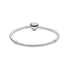 | Moments Cubic Zirconia Pave Heart Clasp Snake Chain Bracelet |  | Women Chain Bracelets - Silver - View 3