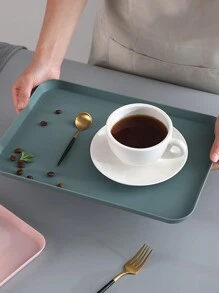 1pc Rectangular Tea Tray For Living Room, Tableware Holder For Cups And Saucers, Fruit Plate Christmas Gift - Multicolor - View 2