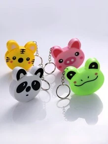 1 pieza Cinta métrica de dibujos animados 0-150 cm / 0-60 pulgadas Mini cinta métrica retráctil automática portátil linda con llavero con forma de animal, diseño con Body de panda / rana / cerdo / tigre para medición corporal