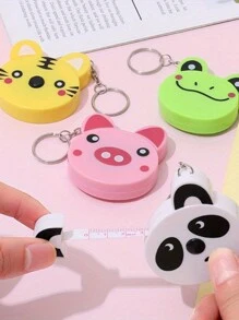 1 pieza Cinta métrica de dibujos animados 0-150 cm / 0-60 pulgadas Mini cinta métrica retráctil automática portátil linda con llavero con forma de animal, diseño con Body de panda / rana / cerdo / tigre para medición corporal