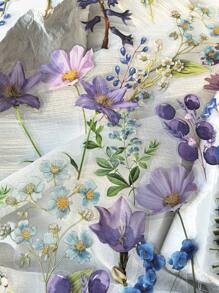 1pack/40sheets Fresh And Simple Watercolor Plant & Flower PET Decorative Stickers For DIY Collage Back To School