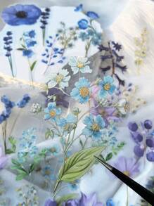 1pack/40sheets Fresh And Simple Watercolor Plant & Flower PET Decorative Stickers For DIY Collage Back To School