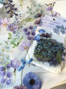 1pack/40sheets Fresh And Simple Watercolor Plant & Flower PET Decorative Stickers For DIY Collage Back To School