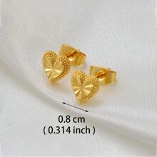 一对小号心形花朵蝴蝶耳钉女士金色非洲阿拉伯中东珠宝 - 金黃色 - 查看 10