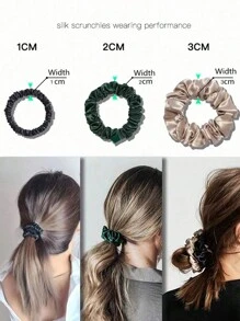 Dây buộc tóc bằng lụa tự nhiên 100%, màu trơn, chất lượng cao (22Momme), dây buộc tóc lớn cho nữ, phụ kiện tóc (nhỏ + lớn), buộc đuôi ngựa, dây chun buộc tóc, dây thừng buộc tóc, phụ kiện đội đầu bằng cao su. - Nhiều màu - Xem 6