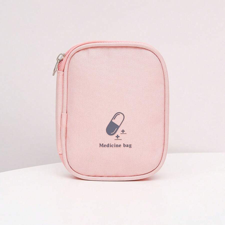 1pc Travel Home Portable Small Medicine Bag With The Small Medicine Bag Small Storage Bag Medicine Convenient Package Medicine Bag Medicine Storage Bag Medicine Organizer First Aid Kit First Aid Bag Travel Accessories Travel Organizer Travel Essentials Travel Stuff Travelling Bag College Vacation Cruise Summer Holiday Essentials For Outdoor Camping Hiking Hunting - Pink - View 1