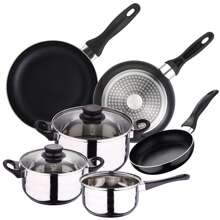 Well Home Batería de cocina 5pc acero inox +  Set 3 sartenes Ø16Ø20Ø24 alu prensado. Envío gratuito en 24/48 horas