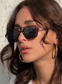 一副女士波西米亚风复古飞行员时尚眼镜，适合度假和日常佩戴，沙滩配饰，女士眼镜太阳镜基础款，秋冬季女士服装商务休闲礼物，撞色波西米亚风度假氛围，适合夏季海滩度假、户外活动和旅行 - 彩色 - 查看 3