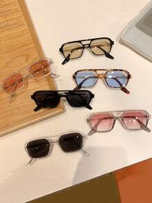 一副女士波西米亚风复古飞行员时尚眼镜，适合度假和日常佩戴，沙滩配饰，女士眼镜太阳镜基础款，秋冬季女士服装商务休闲礼物，撞色波西米亚风度假氛围，适合夏季海滩度假、户外活动和旅行 - 彩色 - 查看 5