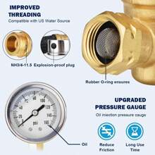 RV Water Pressure Regulator, Brass Lead-Free Adjustable RV Water Pressure Regulator With Gauge, RV Water Regulator For Camper Travel Trailers - 金色 - 查看 6