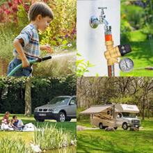 RV Water Pressure Regulator, Brass Lead-Free Adjustable RV Water Pressure Regulator With Gauge, RV Water Regulator For Camper Travel Trailers - 金色 - 查看 4