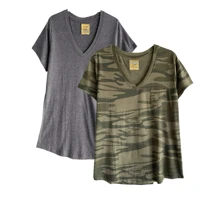 Victory Women's Pocket V-Neck T-Shirts - 2-Pack(grey/camo) - View 1