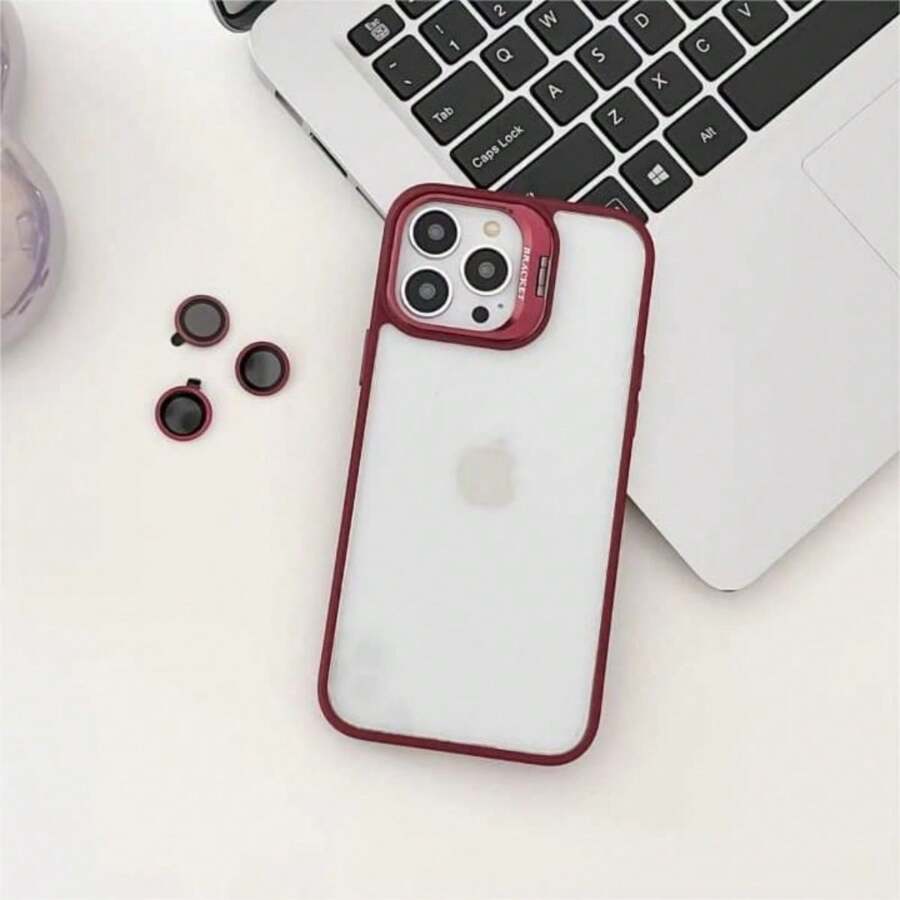 Support - Capinha Capa Premium Com Tampa Suporte Oca na Câmera e Kit de Lente Proteção de Câmera iPhone