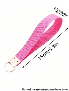 1 pièce Porte-clés de poignet rose avec lanière pour clés, porte-clés avec anneau de clé, sangle courte mignonne pour porte-cartes d'identité, portefeuille, téléphone portable, accessoires de porte-clés à la mode, excellent cadeau pour femmes, épouse, petite amie, et amie intime.