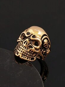 18K Gold Plated European And American Foreign Trade Accessories Retro Punk Ring Stainless Steel 316 Skull Ring - Gold Ring - View 7
