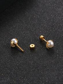 Faux Pearl Decor Stud Earrings