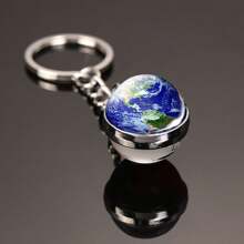 1pc Galaxy Series Keychain Featuring Eight Planets, Moon And Crystal Glass Pendant, Gift Or Souvenir Halloween Backpack For School Car Accessories Cute Goth Y2k