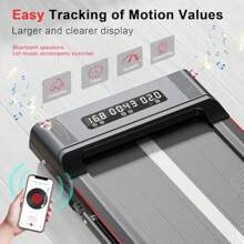 Portable Small Treadmill Under Desk Walking Pad For Home&Office With Handle, Bluetooth, LED Display - Black - View 2