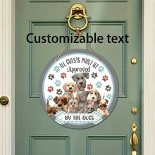 1入組定制華麗風格掛式狗狗准許牌，動物主題木製裝飾品適用於各種場合， 帶有狗爪印花裝飾的門掛、牆掛裝飾牌（11.8英寸） - 彩色 - 查看 1