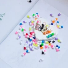 10 件/100 件可爱迷你多色树脂逼真胶囊药丸形美甲饰品，Y2K 风格美甲 DIY 装饰，适合女孩和女士，颜色随机美甲用品美甲美甲宝石 - 彩色 - 查看 8