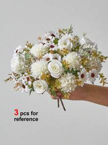 1支/3支人造花，仿真玫瑰花束，丝绸雏菊和蒲公英，散装，适用于婚礼、家居派对装饰、餐桌摆饰、情人节、礼物、秋季装饰 - 白色 - 查看 5
