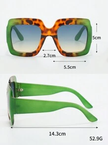 1pc Women's Wide Square Color-Blocked Personalized Fashion Glasses, Perfect For Street, Beach And Party Beach Accessories For Women Glasses Shades For Summer Beach Vacation,Outdoor,Travel