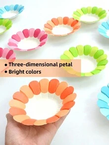10pcs Colorful Flower Shaped Paper Plates, DIY Crafts For Kindergarten Classroom Decoration And Children's Activities - Orange - View 6