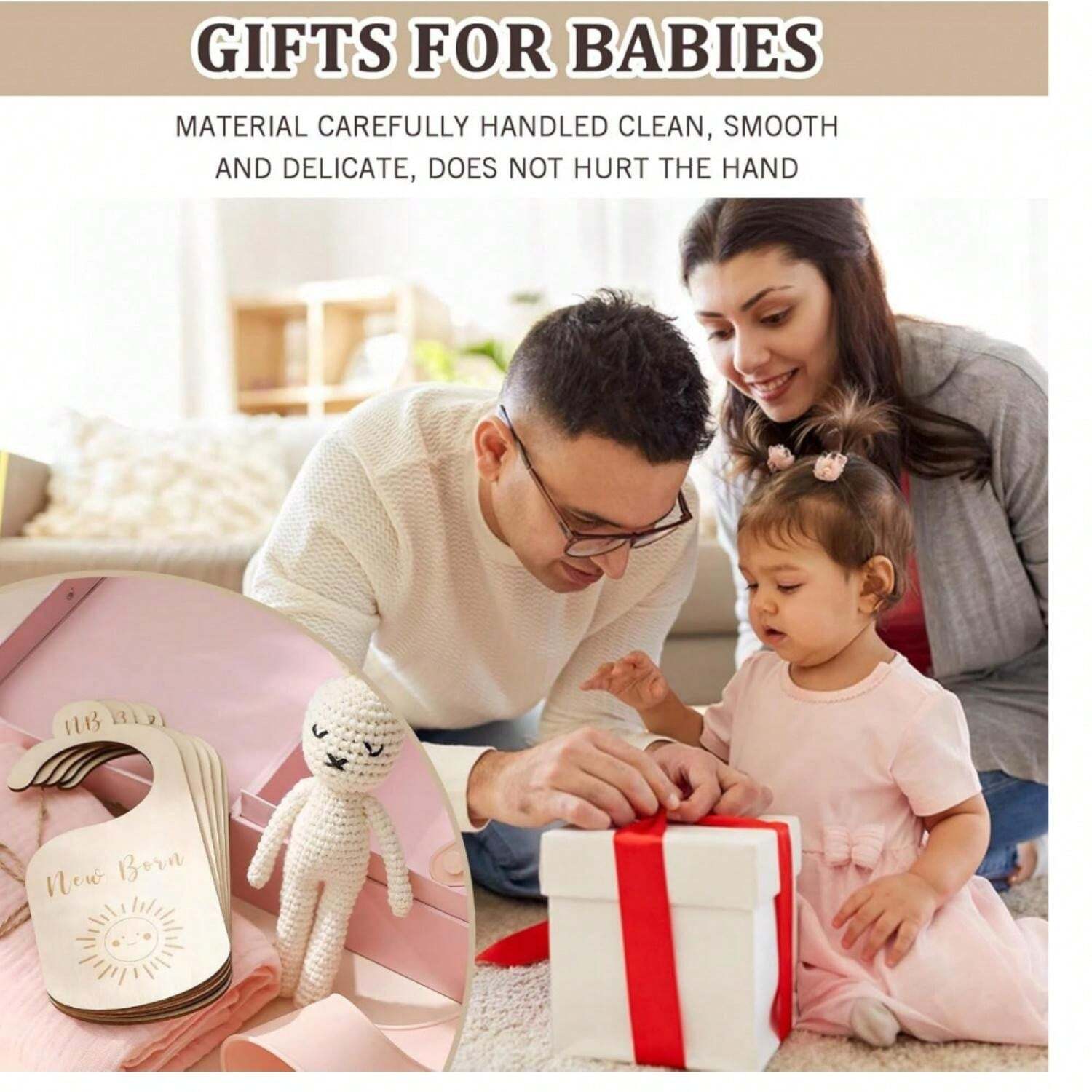 7 Pcs Wood Nursery Wardrobe Dividers By Size, Age Hanger Divider