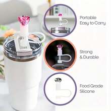 1pc/2pcs/6pcs Rhinestone Straw Cap, Suitabl E For Cups 30oz And 40oz, Dustproof Silicone Straw Caps, Reusable Straw Cover For 10mm (0.4in) Straws, Cup Accessories