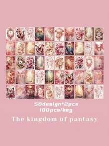 100 Stücke pro Buch Mini Scrapbooking Papier, Lost Ruins Serie, Vintage-traumhafter romatischer Galaxie-Hintergrund Material für Dekoration vom Notizbuch, Bilderrahmen, Handyhülle, Abfall-Journal, Sammelalbum DIY