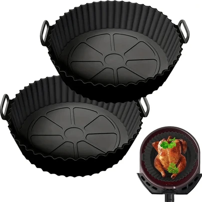 1/2 包硅胶空气炸锅内胆、空气炸锅内胆锅、不粘硅胶篮碗、可重复使用烤盘、烤箱配件、烘焙工具、厨房小工具、厨房配件、家庭厨房用品空气炸锅厨房空气炸锅内胆空气炸锅纸空气炸锅空气炸锅、厨房、夏季海滩派对、食物、露营、组织者、房间装饰、厨房用品。