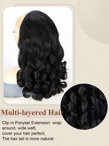 Yaki Cury Wave Ponytail Extension Drawstring Ponytail For Women Synthetic Long Curly Wave Pony Tails Hair Extensions Clip In Ponytail 16 Inch Hairpiece