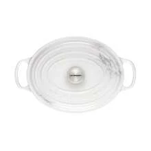 Le Creuset 6.75 Quart Cast Iron Oval Dutch Oven With Marble Applique - White - View 3