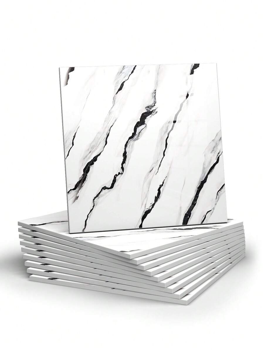 10PCS/0.9㎡、20PCS/1.8㎡蓝色大理石纹铝复合板、自粘防水PVC墙纸适用于厨房和浴室大理石瓷砖翻新、翻新贴纸撕掉墙板、墙纸、壁纸、春季装饰用品让您的家焕然一新、拉玛装饰贴纸