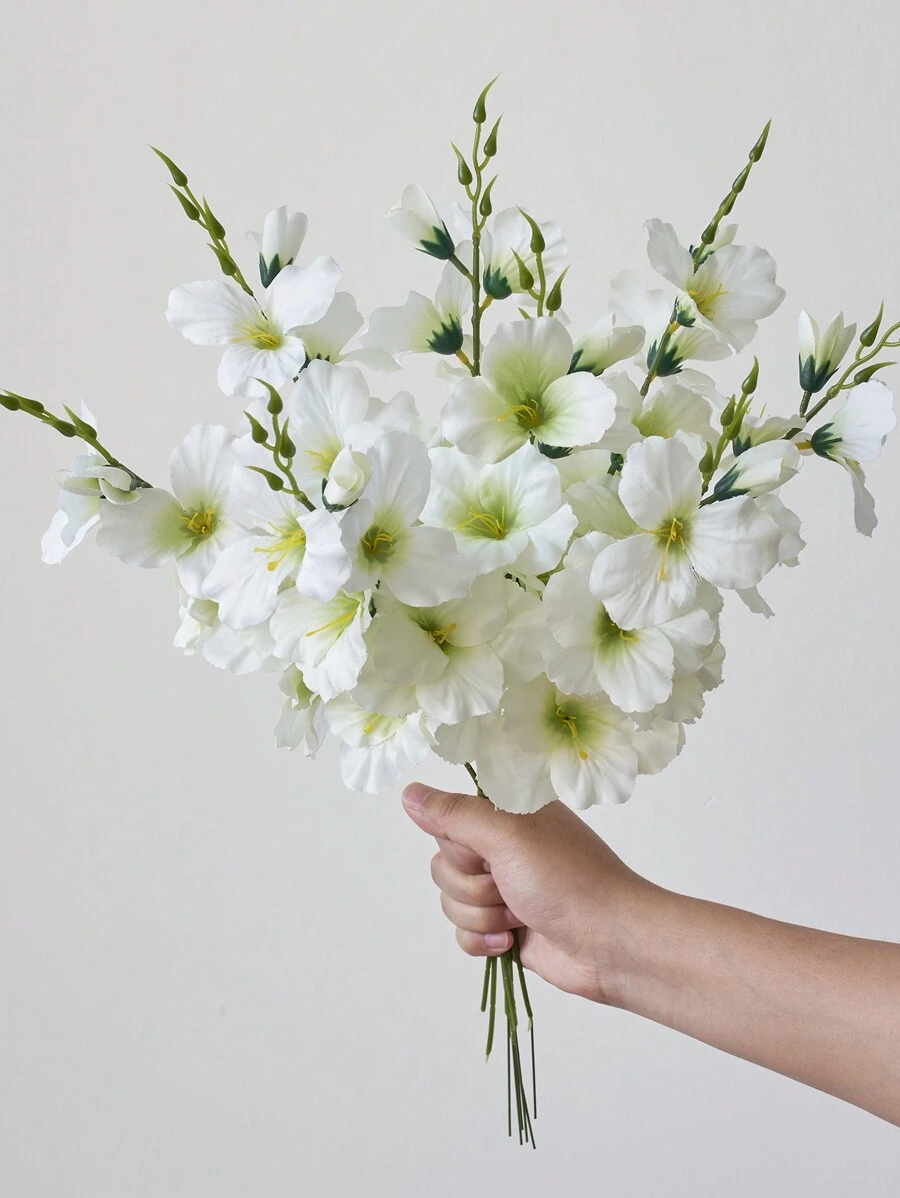 2pcs/6pcs 55cm Artificial Daffodil & Magnolia Silk Flowers, Suitable For Home, Living Room, Wedding, Dining Table Decor, Romantic Theme, Valentine's Day, Gift, Birthday, Graduation Ceremony - White - View 1