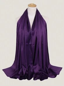 Elegant 1pc Women's Solid Color Matte Satin Scarf, All Seasons Fashionable Sunscreen Warm Shawl For Daily Commute Or Street Wear With Head Wrap - Multicolor - View 29