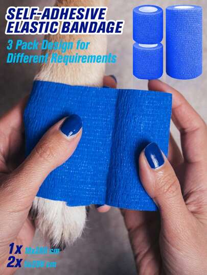 2/3/4 Packs Self-Adhesive Bandages, Breathable Elastic Self-Adhesive Bandages Suitable For Dogs, Cats, Horses, Birds, Fingers, Toes, Includes Tape And Gauze