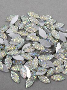 100 piezas de piedras preciosas de resina en forma de navette, en blanco AB con parte trasera plana, piedras de resina plateadas de alta calidad para la elaboración de ropa - AB blanco - Ver 1