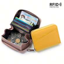 Ví nữ mới Ví đựng thẻ bằng da thật Ví da bò nữ Thời trang Ví cầm tay nhỏ Ví dễ thương Túi đựng tiền xu Ly hợp dành cho doanh nhân thông thường - màu đen - Xem 1