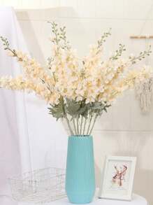 2 Pcs Delphinium Fake Flowers Wedding Bouquet Blossoms Flowers Stems Silk Garden Larkspur Plant Spray Long Stem Flower For Vase Floral Arrangement Table Centerpiece Decor Flower - 香檳色 - 查看 3