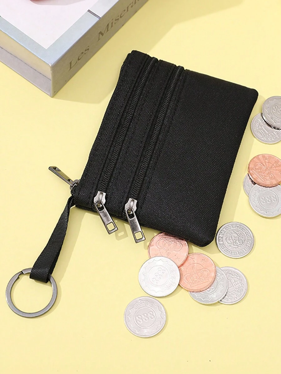 1 chiếc ví ngắn bằng vải polyester dành cho nữ có nhiều ngăn và khóa kéo đựng chìa khóa màu trơn dùng hàng ngày cho phụ nữ ví ví nhỏ