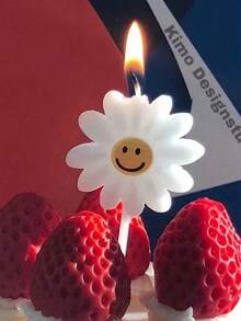 Pack Of 5 Sunflower Cake Decorative Candles - White - View 3