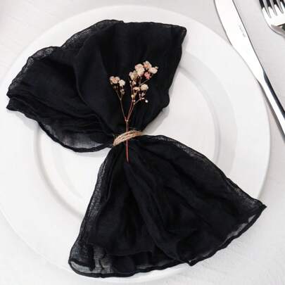 6入組手工製作的方形鄉村風晚餐餐桌餐巾，適用於派對、婚禮、活動、家庭晚餐、波西米亞裝飾