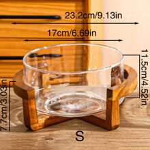 1 đĩa thủy tinh đựng trái cây đế gỗ, dùng cho gia đình/nhà hàng, đồ ăn nhẹ, các loại hạt và trái cây, đĩa đựng trái cây sang trọng làm quà tặng Giáng sinh năm mới - Nhiều màu - Xem 18