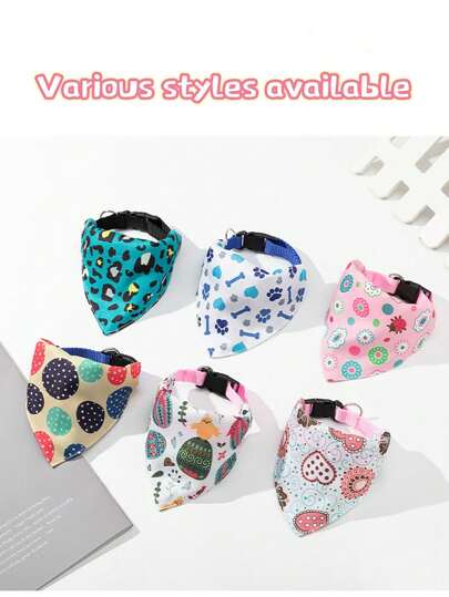 Bandana de perro con dibujos animados impresos, babero triangular y pañuelo decorativo suave y absorbente para la saliva de gato y perro