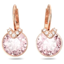 Swarovski Bella V Drop Earrings Round Cut, Gold Tone, Rose Gold-Tone Plated